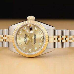 MINT ROLEX DATEJUST LADIES FACTORY 18K GOLD 2-TONE WATCH
